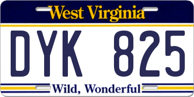 WV license plate DYK825