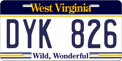 WV license plate DYK826