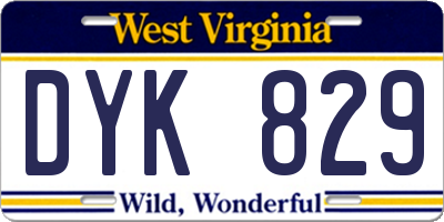 WV license plate DYK829