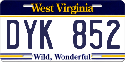WV license plate DYK852