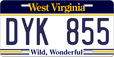 WV license plate DYK855