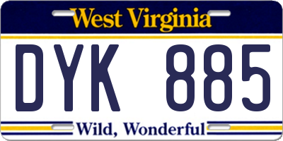 WV license plate DYK885