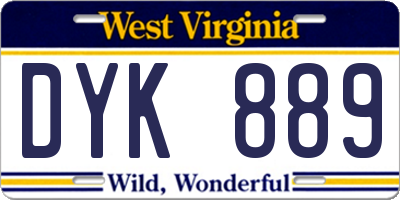 WV license plate DYK889