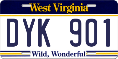 WV license plate DYK901