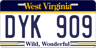 WV license plate DYK909