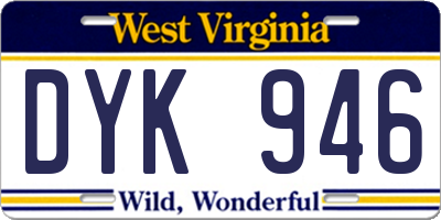 WV license plate DYK946