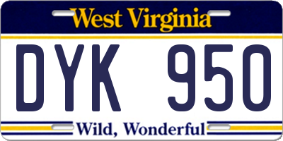 WV license plate DYK950