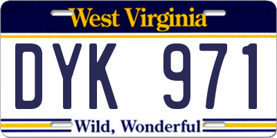 WV license plate DYK971