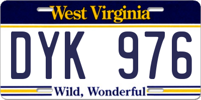 WV license plate DYK976