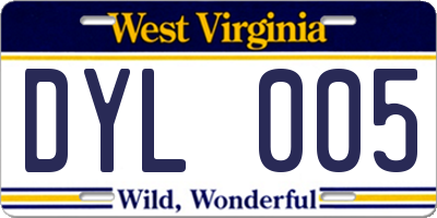 WV license plate DYL005
