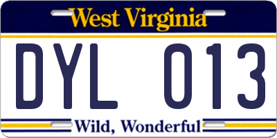 WV license plate DYL013