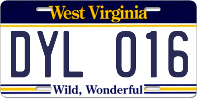 WV license plate DYL016