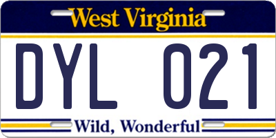 WV license plate DYL021