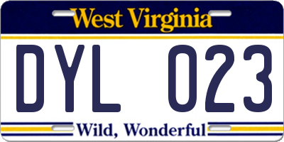 WV license plate DYL023