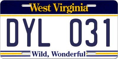 WV license plate DYL031