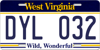WV license plate DYL032