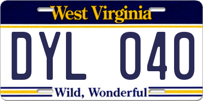 WV license plate DYL040