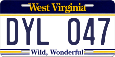 WV license plate DYL047