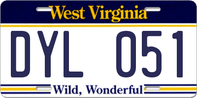 WV license plate DYL051