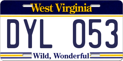 WV license plate DYL053