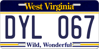 WV license plate DYL067