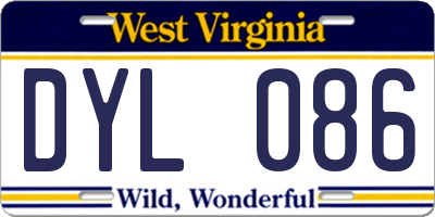 WV license plate DYL086