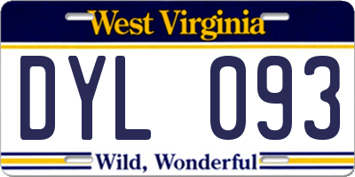 WV license plate DYL093