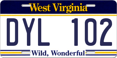 WV license plate DYL102