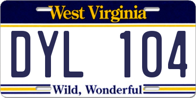 WV license plate DYL104