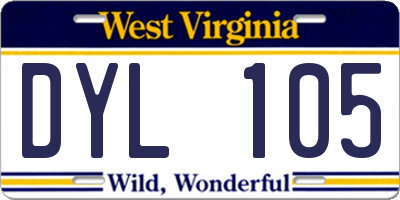 WV license plate DYL105