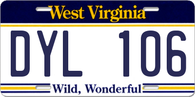 WV license plate DYL106