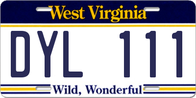 WV license plate DYL111