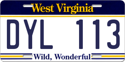 WV license plate DYL113