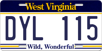 WV license plate DYL115