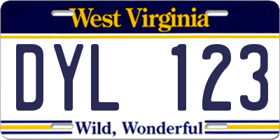 WV license plate DYL123