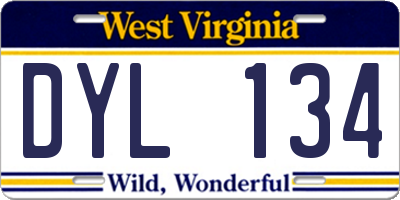 WV license plate DYL134