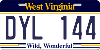 WV license plate DYL144