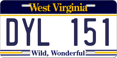 WV license plate DYL151
