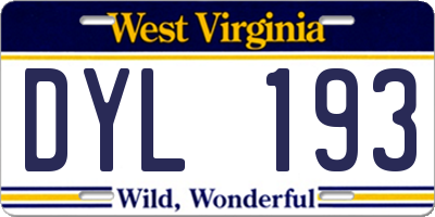 WV license plate DYL193