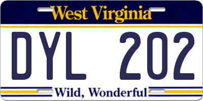 WV license plate DYL202