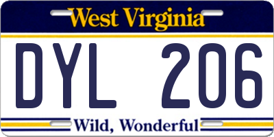 WV license plate DYL206