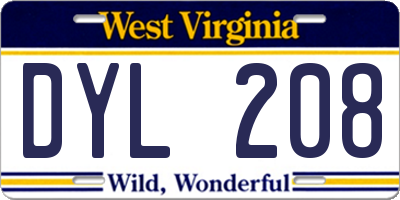 WV license plate DYL208
