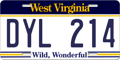 WV license plate DYL214
