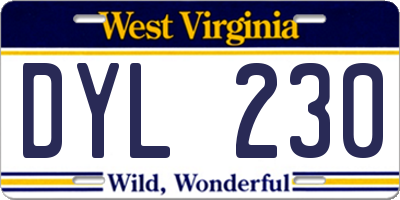 WV license plate DYL230