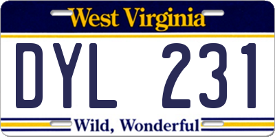 WV license plate DYL231