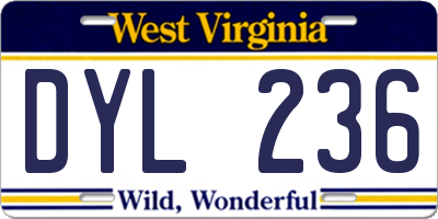 WV license plate DYL236
