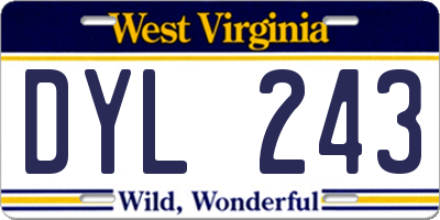 WV license plate DYL243