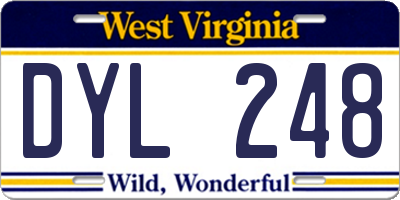 WV license plate DYL248