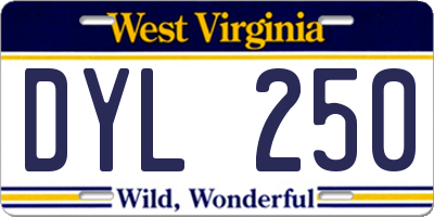 WV license plate DYL250