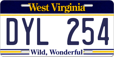 WV license plate DYL254